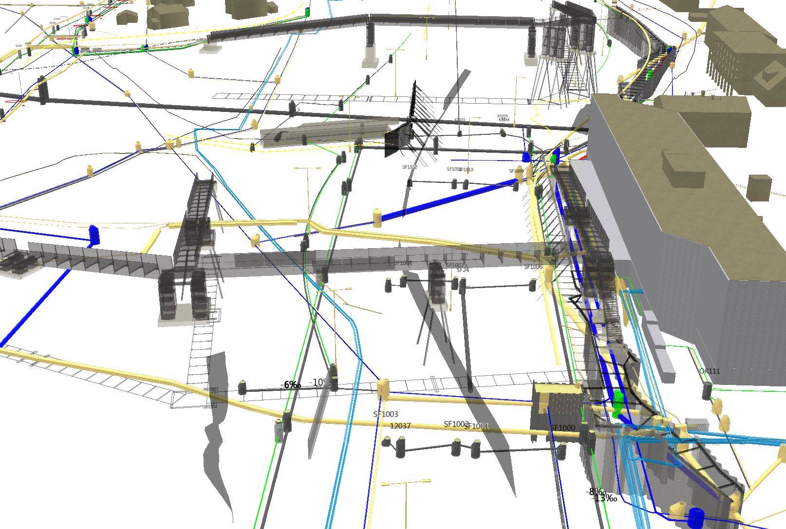 3d manholes and pipelines animated image from data captured