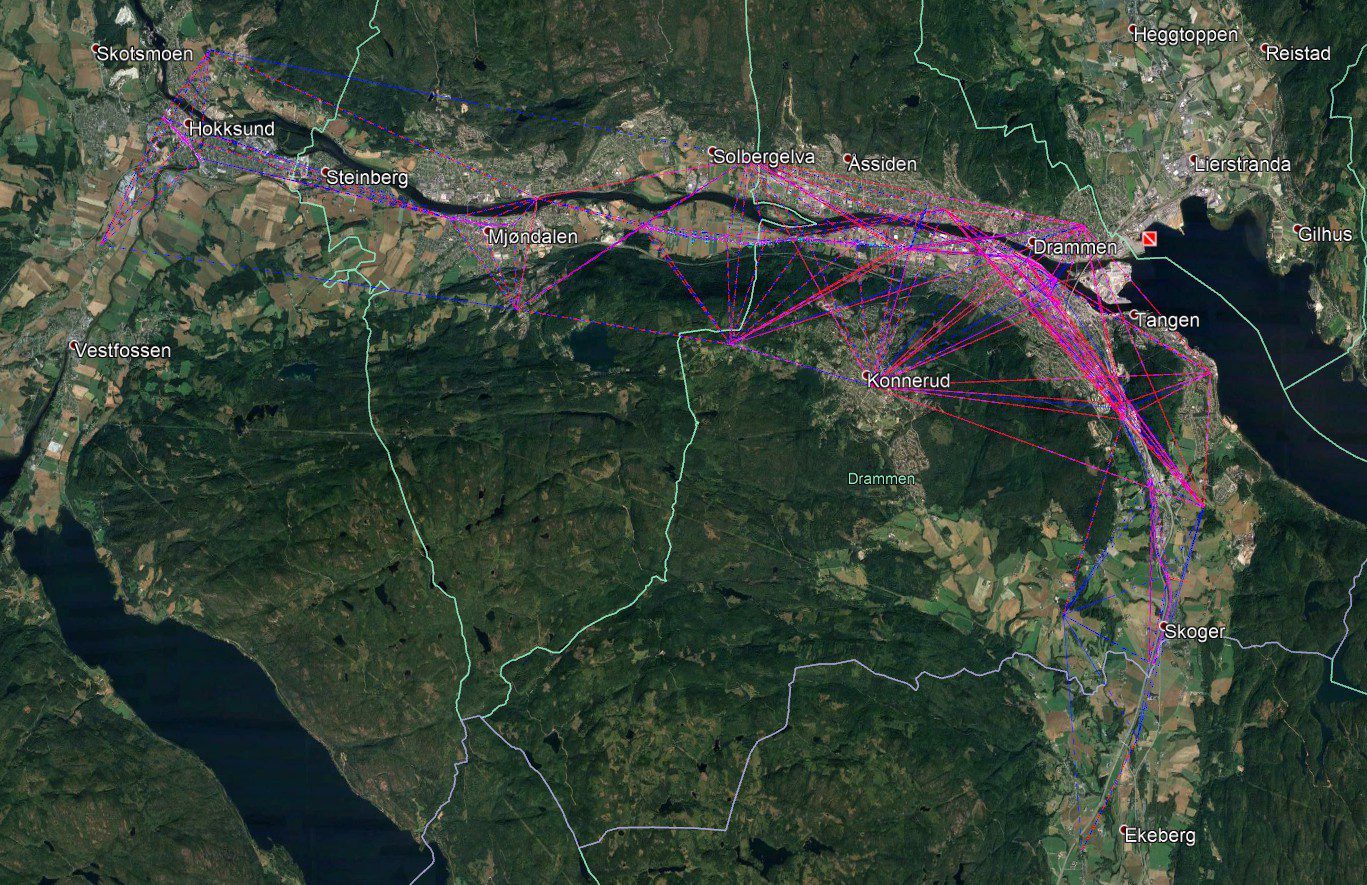 Aerial map of Drammen river