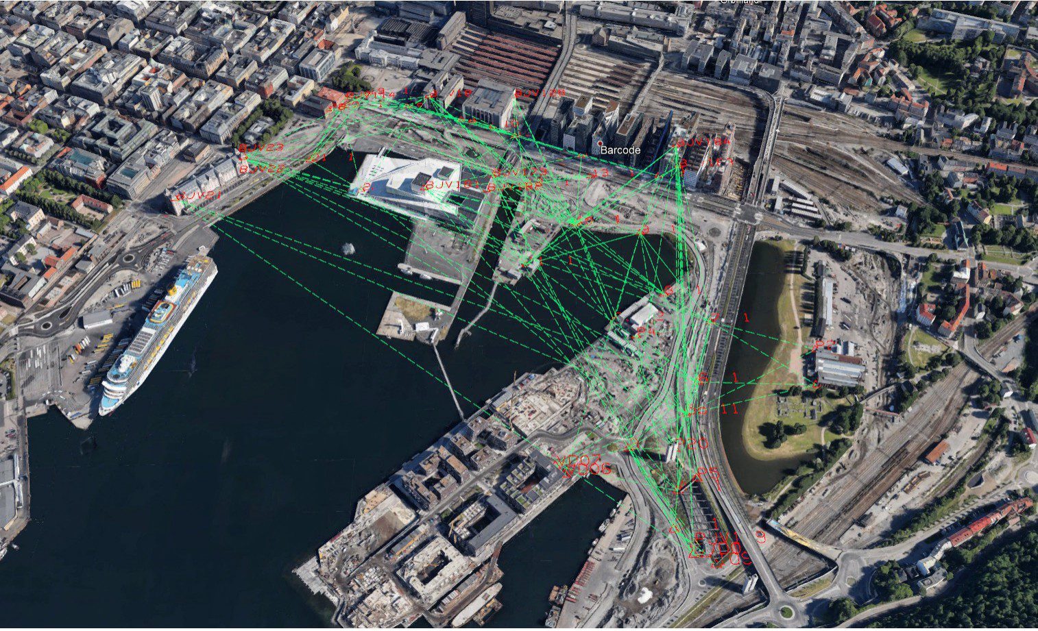 Aerial map of Oslo city centre